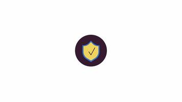 Security shield line 2D icon animation. Cybersecurity protection flat color cartoon 4K , alpha channel. Firewall secure. Privacy policy. Check mark shield animated element on white background video