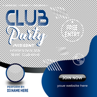 Club Party Events, Music event square banner. Suitable for music flyer, poster and social media post template psd