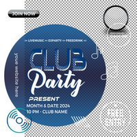 Club Party Events, Music event square banner. Suitable for music flyer, poster and social media post template psd