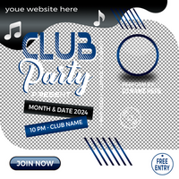 club partij evenementen, muziek- evenement plein spandoek. geschikt voor muziek- folder, poster en sociaal media post sjabloon psd