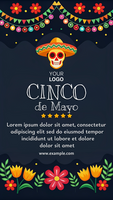 A colorful poster for Cinco de Mayo featuring a skull and a sombrero psd