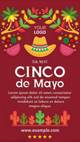 A red poster with a hat and cinco de mayo written on it psd