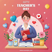 A woman is holding a book and smiling teacher's day psd