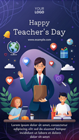 A poster for Teacher's Day featuring a woman in a suit holding a clipboard psd