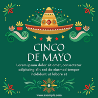 A green background with a hat and stars on it cinco de mayo psd