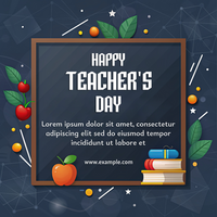 een poster voor leraar dag met een kader en een afbeelding van een boek en een appel psd