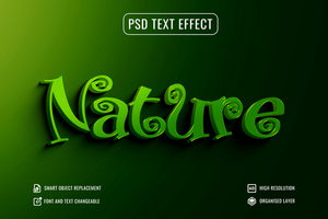 nature 3d text effect on green background psd