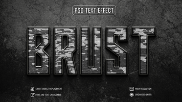 brutal text effect with camo texture psd