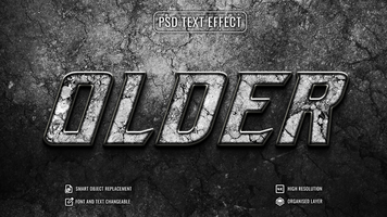 rustic text effect mockup on a grungy background psd