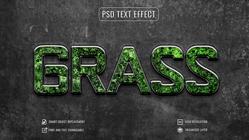 antique text effect with green grass psd