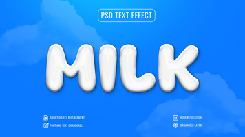 vit mjölk text effekt mall psd
