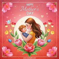 A woman holding a child on Mother's Day psd