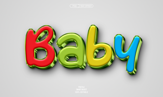 Baby 3D editable text effect psd