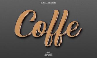 Coffe 3D editable text effect psd