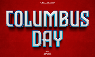 Columbus day 3D editable text effect psd