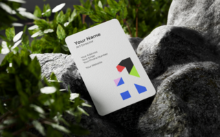 Vertical Rounded Business Card Mockup on a Rock psd