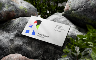 Horizontal Business Card Mockup on a Rock psd