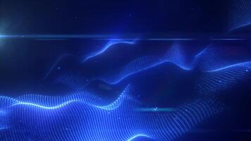 Blue energy futuristic waves with light rays and energy particles. Abstract background. in high quality 4k, motion design video