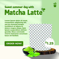 matcha latte dryck social media mall fri psd