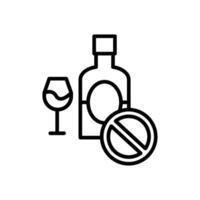 No alcohol línea icono diseño vector