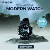 modern watch brand product sale social media square post banner template design psd