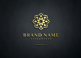 Embossed logo mockup on leather surface psd