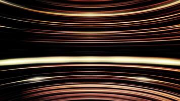 Abstract futuristic orange neon bended lines shimmering on black background, motion graphic design. Animation. Curved 3d flowing horizontal waves, seamless loop. video