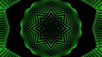 Kaleidoscope motion background with flower shaped fractal parts. Design. Pulsating motion of neon figures. video