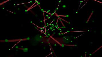 Chains with molecules in flow. Design. Emerging flow of compounds with molecules. Abstract stream appearing with biological chains video