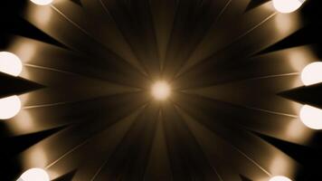 Pulsating hypnotic animation in center. Design. Dark background rays with pulsating luminous pulses. Moving luminous pulses on rays of hypnotic animation video