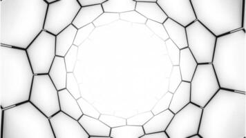 Nanotube structure animation. Design. Hexagonal endless tunnel. video