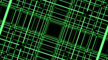 Rotating animation with square line construction. Design. Spatial grid with lines and squares. Electronic grid with square tunnel video