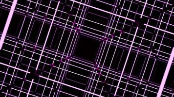 Electronic 3d grid with square lines. Design. 3D grid with square tunnel on black background. Computer grid with square lines video