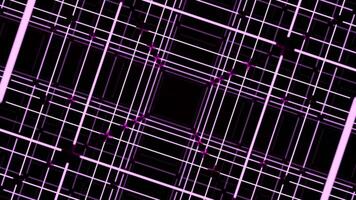 Electronic 3d grid with square lines. Design. 3D grid with square tunnel on black background. Computer grid with square lines video