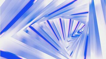 Neon triangular tunnel moving into the distance. Design. Neon geometric background, abstract 3D background with bending triangular corridor. video