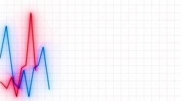 Moving multicolored chart lines. Design. Animation of moving graph values with lines on business diagram. Multicolored lines move in waves on business chart video