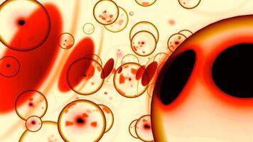 rör på sig molekyl bubblor med embryon. design. bubblor med infektion flytta i strömma av kropp. animering av rör på sig laddad molekyler i Plats video