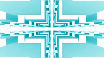 Movement in cross geometric tunnel. Motion. Geometric animation with movement among cubic pillars. Tunnel with intersection of cross made of cubic walls video