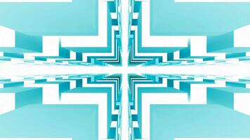 Movement in cross geometric tunnel. Motion. Geometric animation with movement among cubic pillars. Tunnel with intersection of cross made of cubic walls video