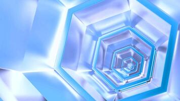 Animation of a fall in a colorful hexagonal sci fi tunnel. Motion. Bright fractal shaped corridor. video