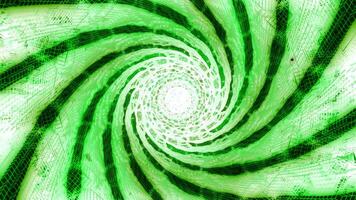 abstrakt Wirbel mit hypnotisch Streifen. Bewegung. rotierend und Biegen Neon- Spiral- optisch Illusion. video