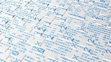 abstrato mosaico quadrado azulejos, criativo codificação. movimento. azulejos com números com código. video
