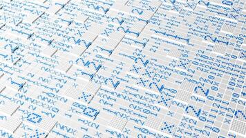 resumen mosaico cuadrado losas, creativo codificación. movimiento. losas con números con código. video