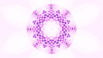Round shaped abstract sparkling disco ball. Motion. Mosaic tiles creating symmetrical pattern. video