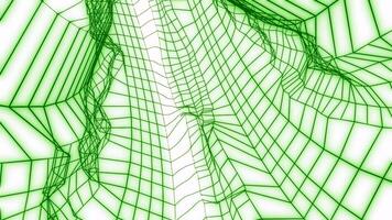 Techno funnel of green squared grid. Motion. Surreal industrial wormhole. video