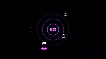 5G network digital concept, high speed internet network communication technology. Design. Spreading signal among people silhouettes. video