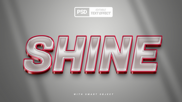 3d text effect silver golden shiny template design psd