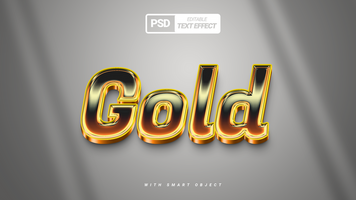 3d text effect silver golden shiny template design psd