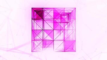 Moving edges in cube 3d design. Motion. Cubic structure with triangular silhouettes. video