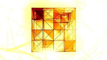 Moving edges in cube 3d design. Motion. Cubic structure with triangular silhouettes. video